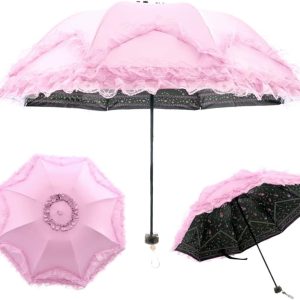 Lace Windproof Folding Sunny and Rainy Umbrella Ultraviolet-Proof Anti Sun UV Protection Parasol Umbrella
