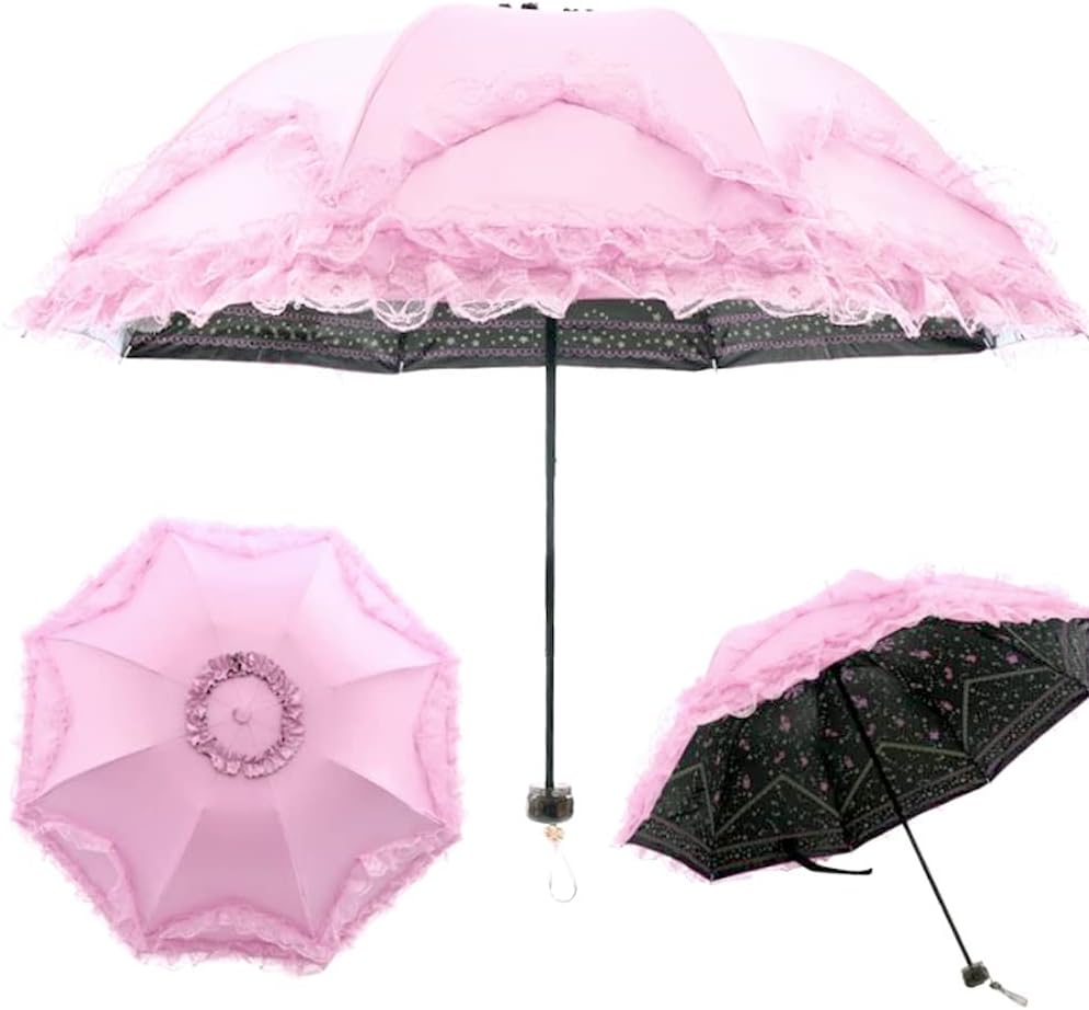 Lace Windproof Folding Sunny and Rainy Umbrella Ultraviolet-Proof Anti Sun UV Protection Parasol Umbrella