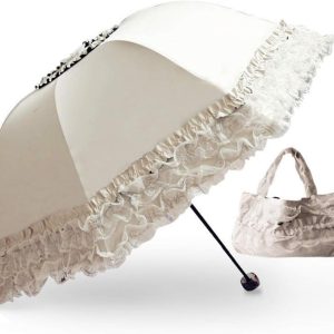 Lace Windproof Folding Sunny and Rainy Umbrella Ultraviolet-Proof Anti Sun UV Protection Parasol Umbrella