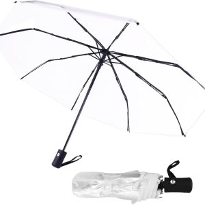 Clear Umbrellas for Rain Adult, Clear Wedding Umbrellas,Transparent Umbrella Automatic Folding Umbrella Compact