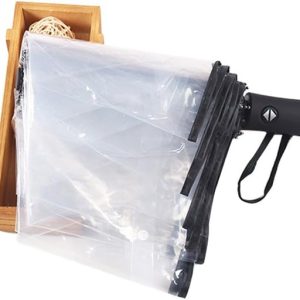 Full Automatic Folding Transparent Auto Open Close Umbrella - Travel Umbrella with Frosted Handle