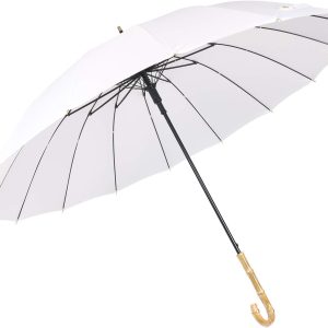 Bamboo Stick Umbrella Auto Open Solid Color Fashionable and Simple 190T 16 Ribs,KS08