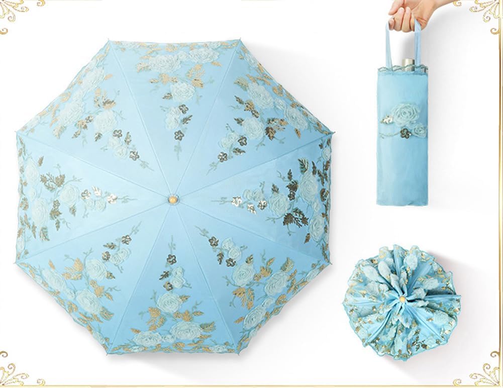 Ladies Anti-UV Lace Embroidery Sun Parasol Folding Umbrella Wedding Umbrella - Image 2