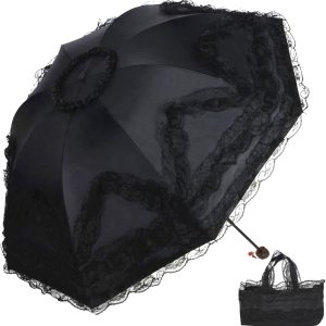 Vintage Lace Parasol Gothic Lolita Umbrella UV Sun Protection Witch Cosplay Photoshoot Props Party Dration