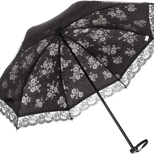 Vintage Lace Parasol, Women's Outdoor UV Sun Parasol Flower Embroidery Folding Umbrella, Lace Pattern for Small Umbrella Series Full of Feminine
