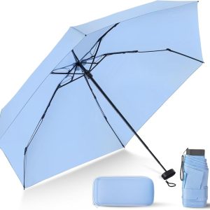 Compact Travel Umbrella with Case - Mini Umbrella for Purse, Small Lightweight &Tiny Design Perfect for Parasol Outdoor Sun&Rain Umbrellas