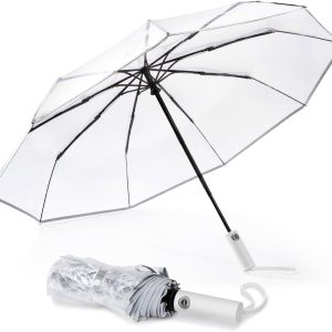 Small Clear Umbrella for Rain, 42 Inch Women and Men Use, Weddings, Proms, and Special Events, Auto Open & Close