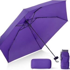 Compact Travel Umbrella with Case - Mini Umbrella for Purse, Small Lightweight &Tiny Design Perfect for Parasol Outdoor Sun&Rain Umbrellas