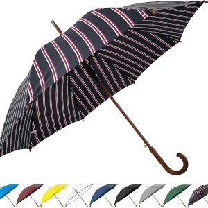 48" Arc Classic Wood Handle Umbrella Auto Open Windproof clear Unbreakable Stick Rain Umbrella