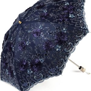 Embroidered Lace Double-deck Anti-UV Parasol Sun/Rain/Snow Folding Umbrella