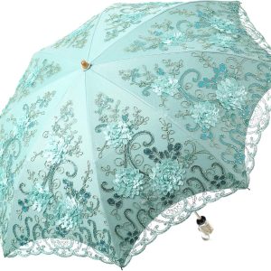Embroidered Lace Double-deck Anti-UV Parasol Sun/Rain/Snow Folding Umbrella